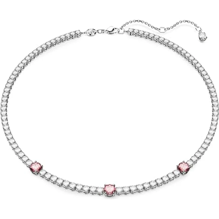 Swarovski Tennis Deluxe Halskette, Rund, Weiss, Goldlegierungsschicht, 38-45 cm, rhodiniert mit Kristallen – Bild 1