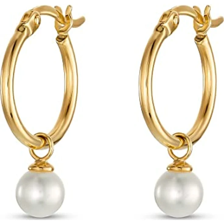 CHRIST Damen-Creolen aus 375er Gelbgold mit Süßwasserperle, Durchmesser 12 mm, One Size – Bild 1