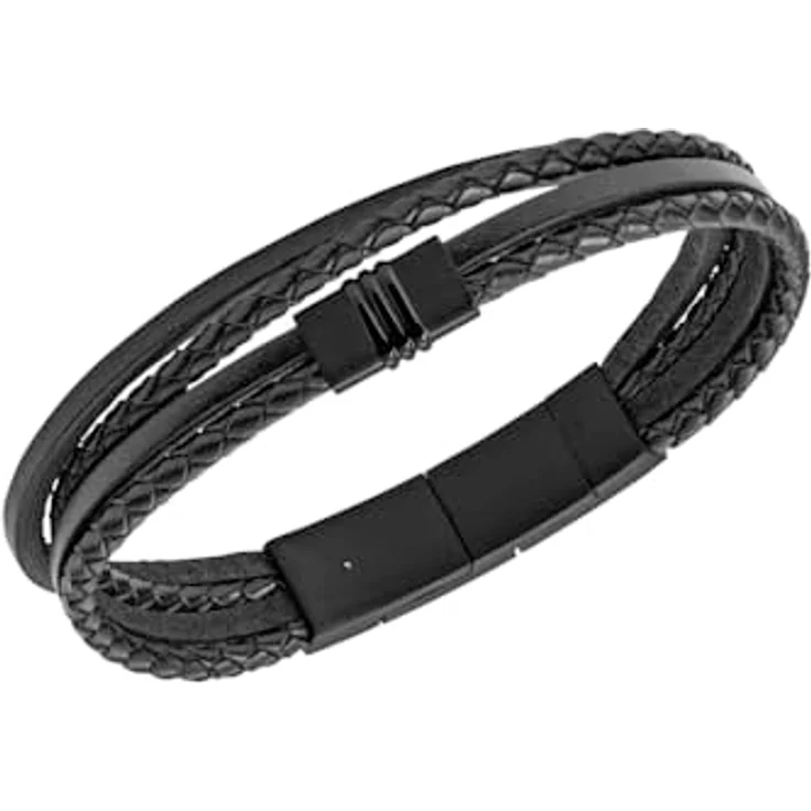Fossil JF03098001, Herren Edelstahlarmband in Schwarz, Vintage Casual, Innenlänge 175mm - 190mm, gebürstetes Finish, Magnetverschluss – Bild 4