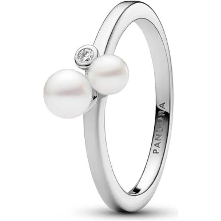 PANDORA Sterling Silver Mixed Stone Ring mit weißer Zuchtperle und klaren Zirkonia, 193156C01