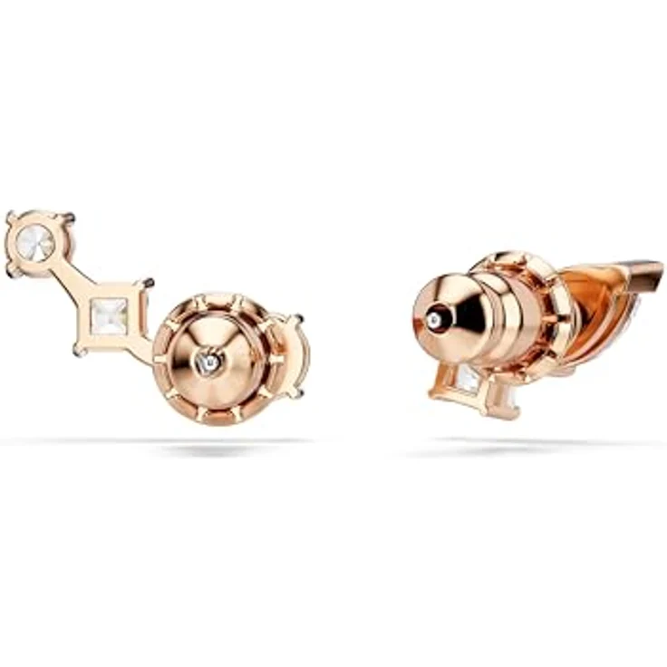 Swarovski Mesmera Ohrstecker, Rosé Vergoldete Ohrringe mit Strahlenden Swarovski Kristallen, asymmetrisches Design für elegante Looks – Bild 4