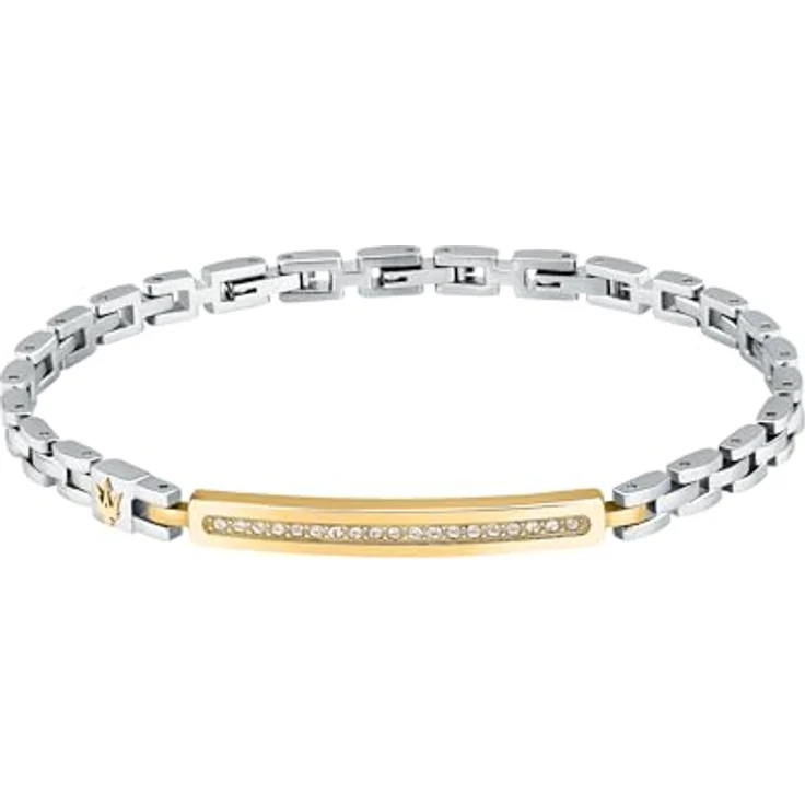 Maserati Herrenarmband Ironic Kollektion, Stahl mit Zirkonen, 21,5 cm, edles Design mit Dreizack-Emblem – JM224AVD41 – Bild 1