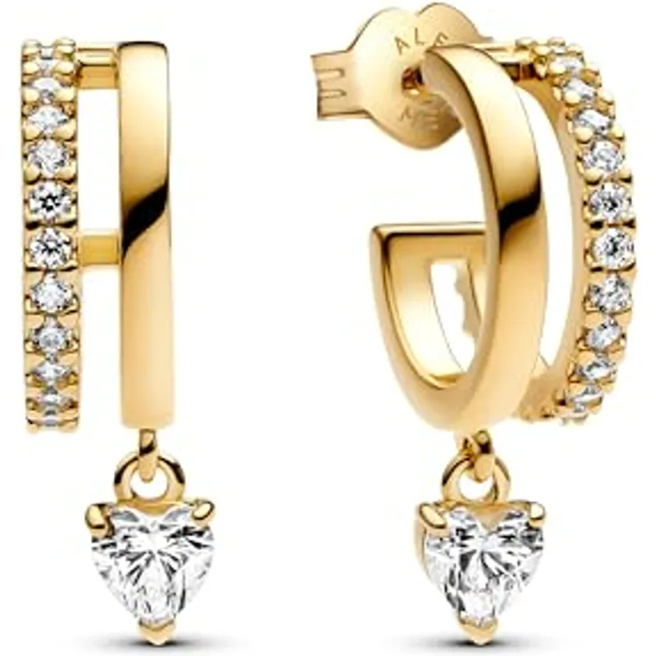 Pandora Creolen Classic Stone 263685C01, elegantes Design mit funkelndem Stein