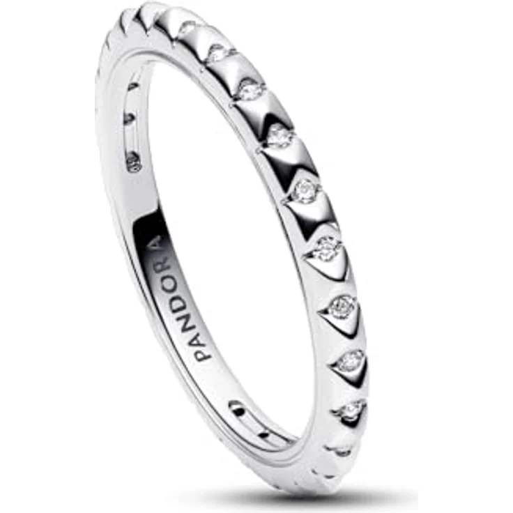 PANDORA Silberring Damen Pyramiden 192800C01-60, Bandring mit Zirkonia, Größe 60/19,1, silber – Bild 4