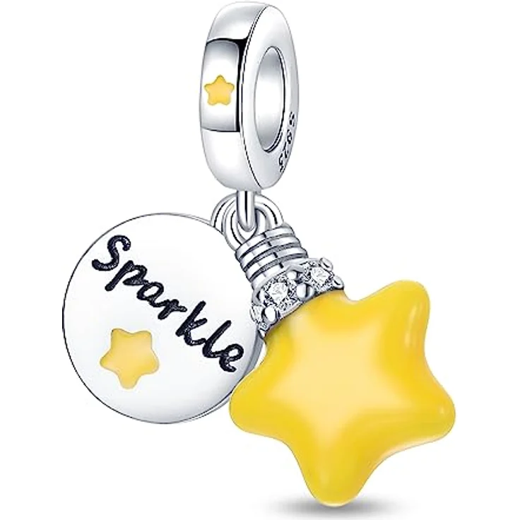 HappyStar 925 Sterling Silber I LOVE MOM Charms, Dangle Bead Anhänger für Pandora Armbänder, leuchtet im Dunkeln, inkl. Silbertuch und Geschenktasche – Bild 1