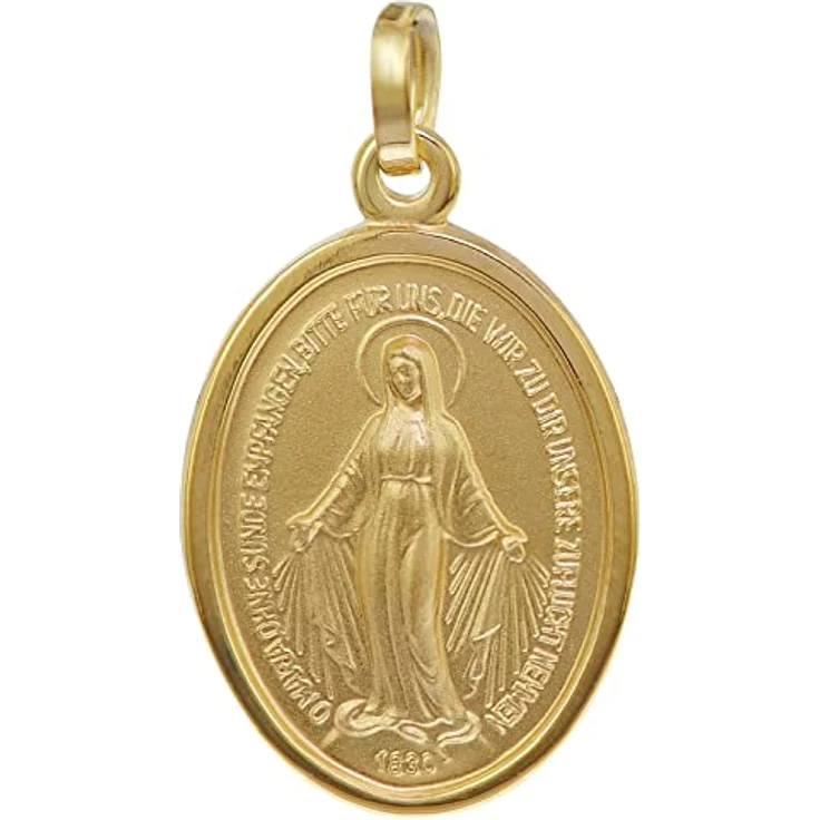trendor Milagrosa Anhänger Gold 750 (18 Karat) 20 mm, Echtgold Anhänger mit Abbild der Heiligen Maria, beidseitige Prägung, für Damen und Herren, Geschenkverpackung inklusive – Bild 1