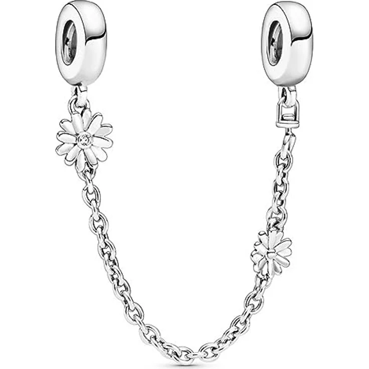 PANDORA Sicherheitskette "Gänseblümchen" 5cm aus Sterling-Silber mit Cubic Zirkonia, Charm für Frühlingskollektion – Bild 1