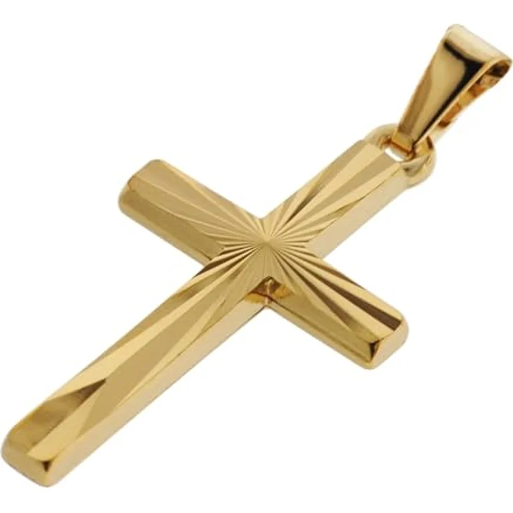 trendor Kreuz-Anhänger Gold 333/8K 22 mm mit goldplattierter Silberkette, Damen und Herren Halskette, 40 cm, Geschenk-Box – Bild 2