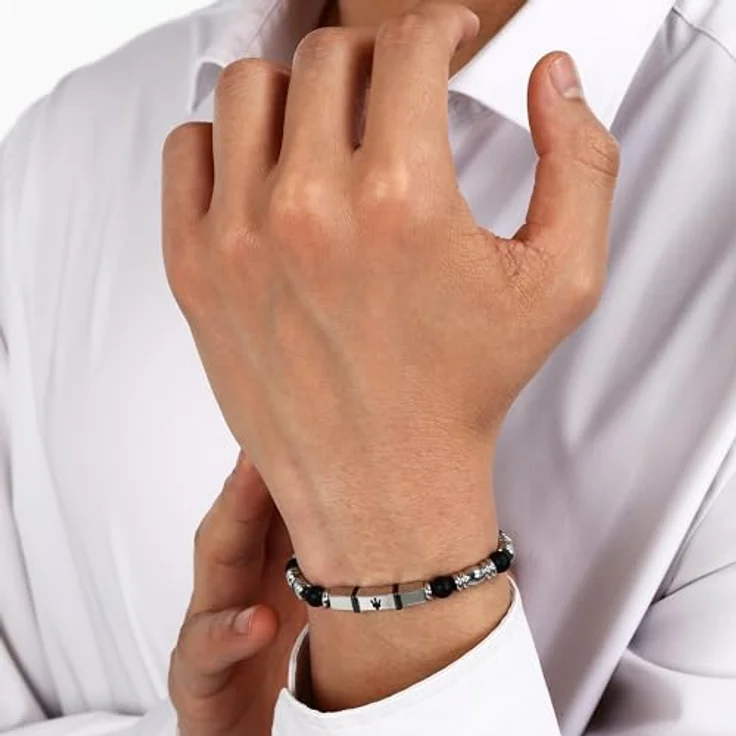 Maserati Herrenarmband ICONIC, aus Stahl und Steinen, 21,5 cm mit praktischem Schmuckverschluss – Bild 5