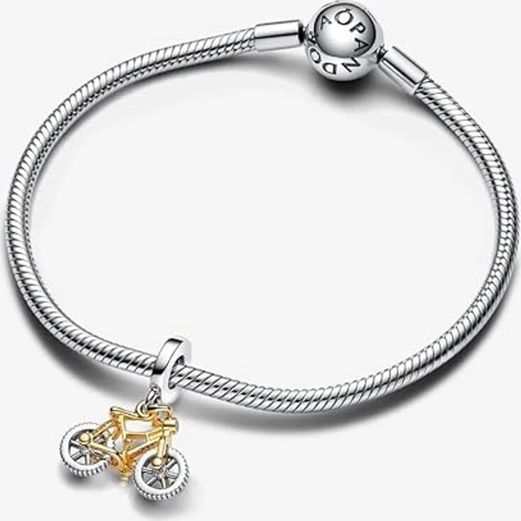Pandora Charm-Einhänger 763354C01, Fahrrad-Charm aus Sterling Silber und 14k vergoldet mit Zirkoniasteinen – Bild 4