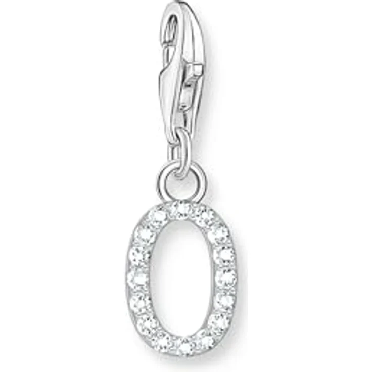 THOMAS SABO Charm-Anhänger Buchstabe O, 925 Silber mit weißen Steinen, Charm Club Anhänger mit Karabinerhaken – Bild 1