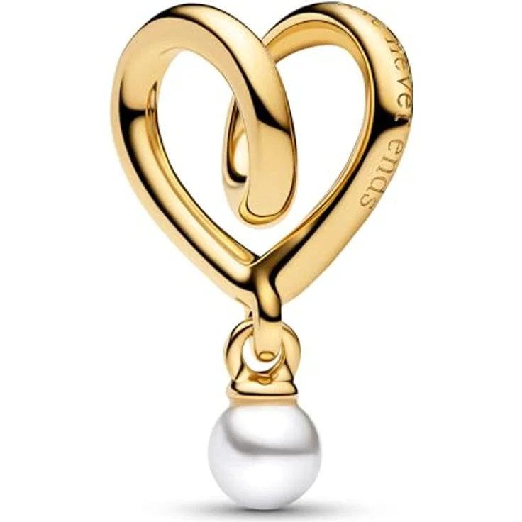 PANDORA Starter-Set Damenarmband Goldfarben, 3 mm Schlangenkette mit gewickeltem Herzanhänger und Clip-Verschluss, 21 cm – Bild 2