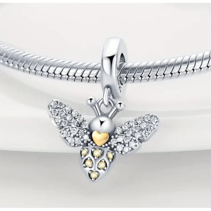 ChenYuTe 925 Sterling Silber Charms, Dangle Anhänger mit 5A-Zirkonia, kompatibel mit Pandora und europäischen Armbändern, Geschenkidee für Frauen – Bild 3