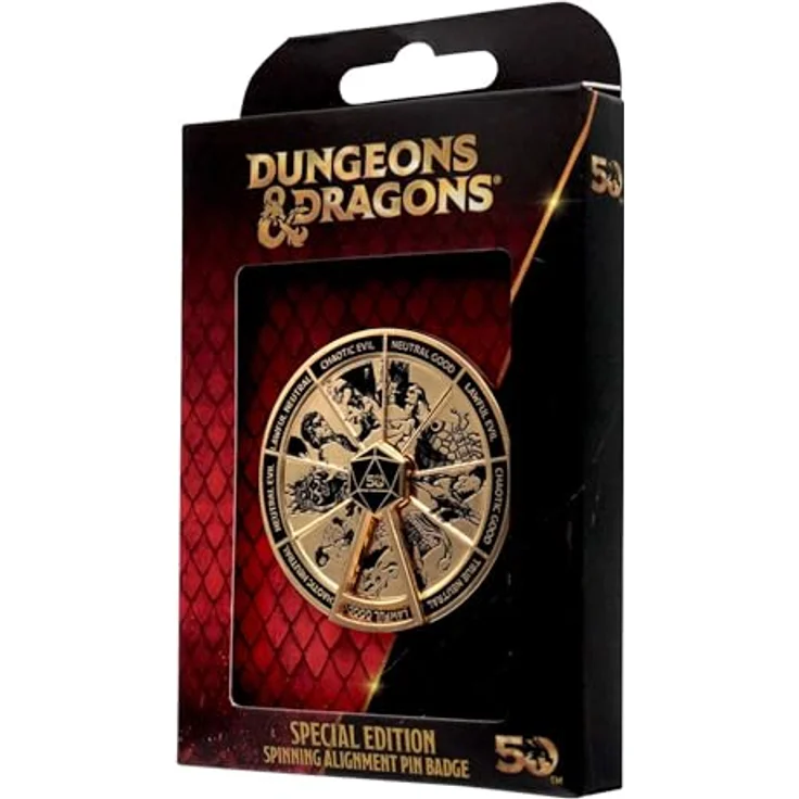 FaNaTtik Dungeons & Dragons 50th Anniversary Spinner Pin Badge, Antik Gold Finish, Limited Edition, 50 mm Durchmesser, beweglicher Spinner, weltweit auf 5000 Stück limitiert, offiziell lizenziertes Merch. – Bild 5
