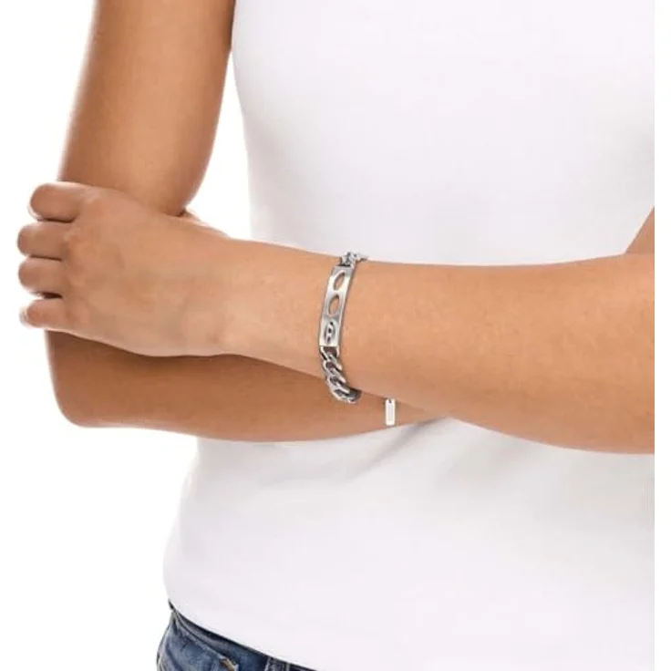 Diesel DJDX1663-040 Bileklik, Herren-Armband aus poliertem Edelstahl, silberfarben, 195 mm Länge – Bild 3