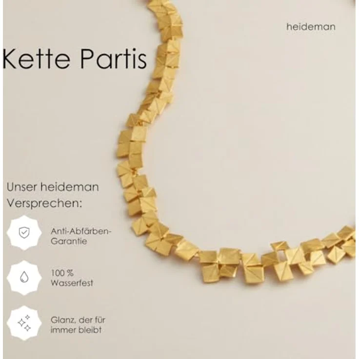 Heideman Partis Halskette, Damen Edelstahl, silber-gold matt, gebürstete Oberfläche in geometrischen Formen, hypoallergen – Bild 4