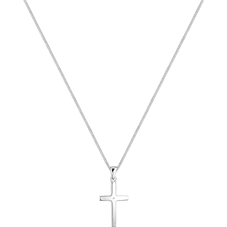 Elli DIAMONDS Halskette Damen, Kreuz Anhänger mit 0.005 ct. Diamant in 925 Sterling Silber, 45 cm Länge – Bild 2