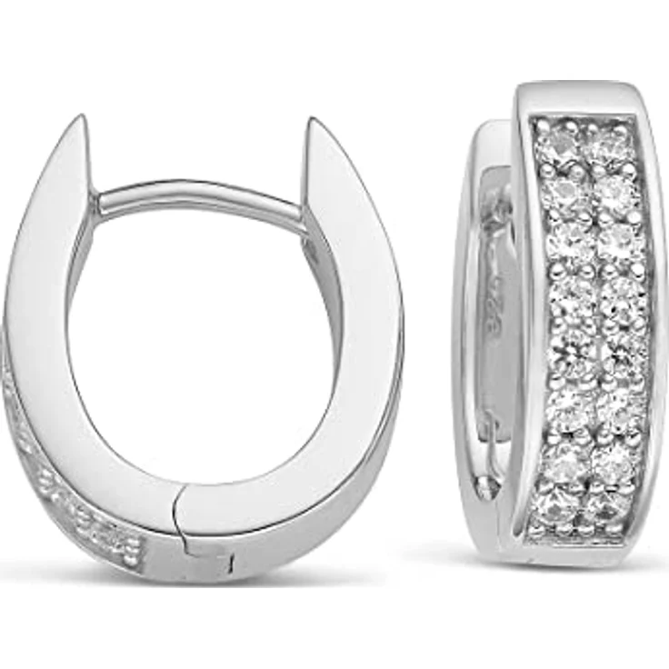 JETTE Damen-Creolen 925er Silber rhodiniert mit 32 Zirkonia, One Size – Bild 2