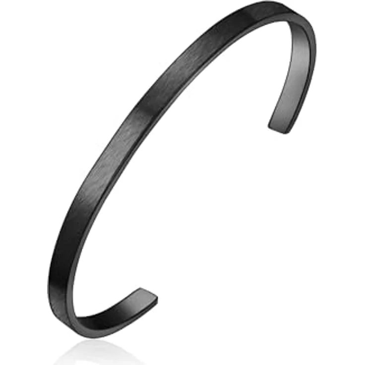 True Rebels Herren Armspange, schwarze Edelstahlarmband mit kratzfester Rhodinierung, mattierter Oberfläche, flexibel und verschlusslos – Bild 2