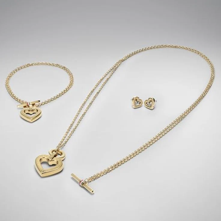 Tommy Hilfiger Jewelry Doppelte Ketten-Halskette für Damen, Gelbgold mit Herz-Anhänger, verstellbare Länge von 43-86 cm, hochwertiger Edelstahl – Bild 4