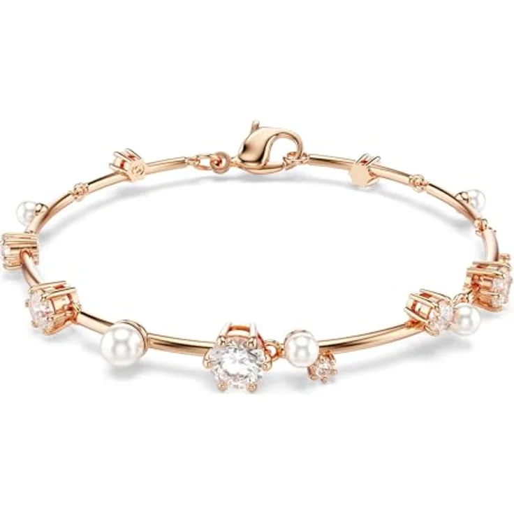 Swarovski Tennis Constella Armband 5729505, Damen-Armband aus Kristallen und Zirkonia, Roségold-Ton, weiß, Länge 17-20 cm, Karabinerverschluss