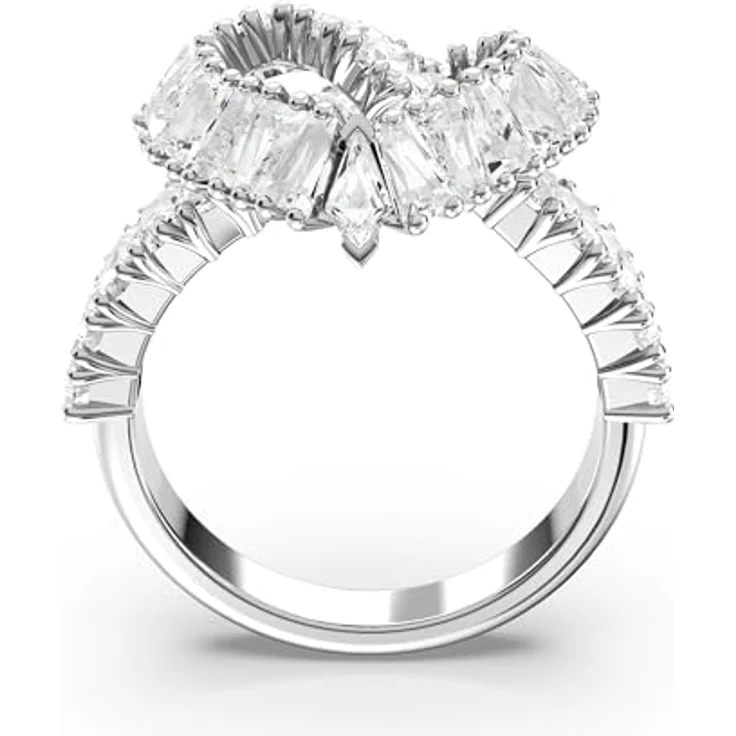 Swarovski Matrix Ring, Rhodiniertes Herz-Design mit Strahlenden Swarovski Kristallen, Ringgröße 50 – Bild 4