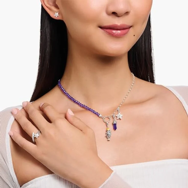 THOMAS SABO Charm-Anhänger Hexagon, imitiertem Amethyst, geschwärzt, 925 Sterlingsilber – Bild 3