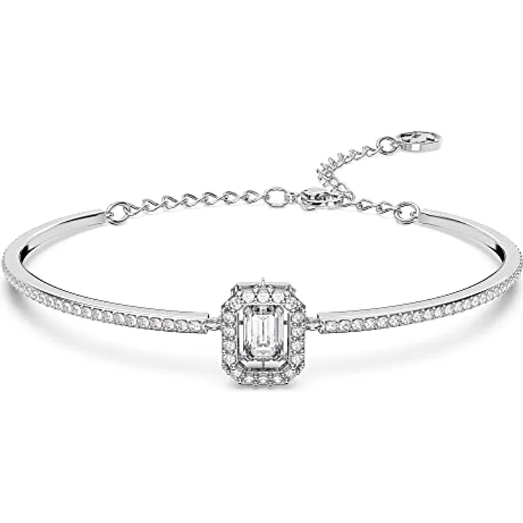 Swarovski Una Armreif, Rhodiniertes Damenarmband mit klaren Swarovski Kristallen, 16.5 - 20 cm Länge – Bild 1
