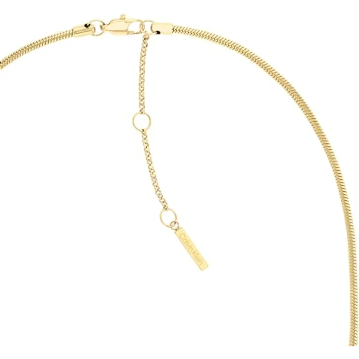 Calvin Klein ELONGATED DROPS Halskette für Damen, Edelstahl mit gelbgoldener IP-Beschichtung, 40,6 cm + 6 cm Verlängerung, graviertes Logo – Bild 3