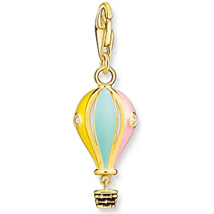THOMAS SABO Charm-Anhänger bunter Heißluftballon aus 18 Karat vergoldetem Silber, 925er Sterlingsilber, Modell 1922-565-7 – Bild 2