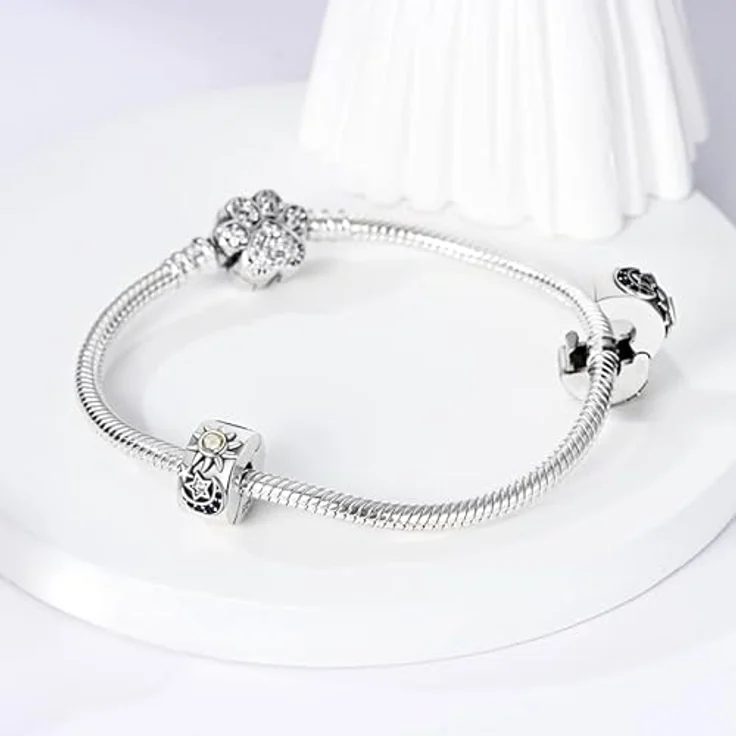 Pandach Damen Charm Anhänger aus 925 Sterling Silber, Zirkonia-Steine, kompatibel mit europäischen Armbändern und Halsketten – Bild 2