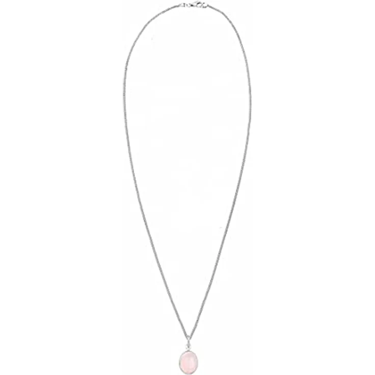 Elli Halskette Damen Solitär Anhänger mit Rosenquarz, 925 Sterling Silber, handgefertigt, elegant – Bild 3