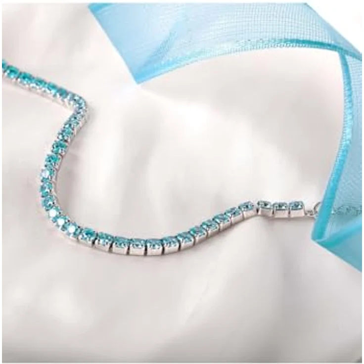 CHRIST Tennisarmband 89086469, zartes Hellblau mit Zirkonia in 4er-Krappenfassung aus 925er Silber, längenverstellbarer Karabinerverschluss – Bild 5