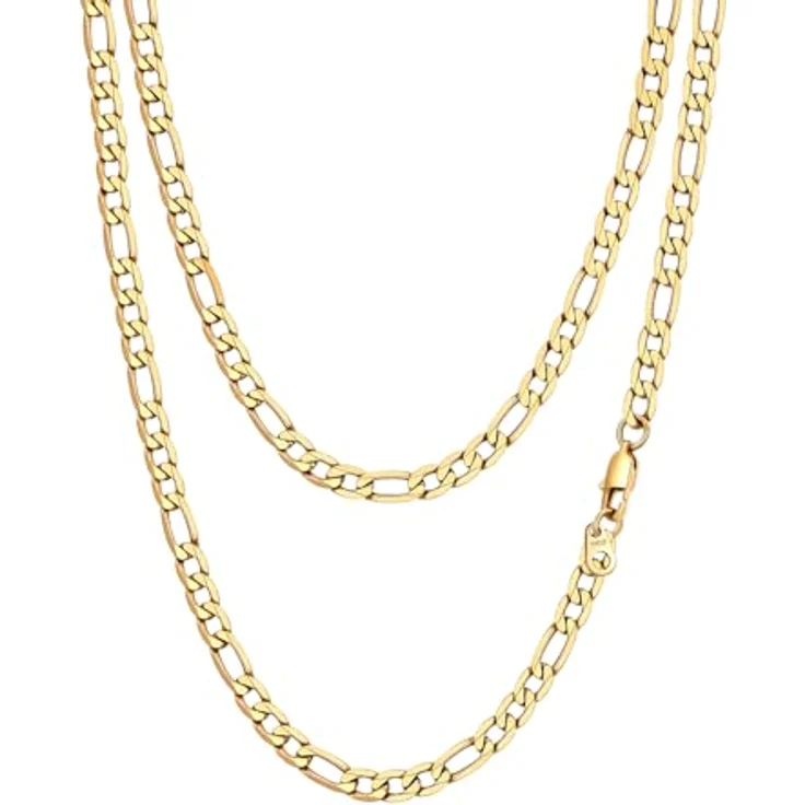 PROSTEEL Herren Halskette Figaro Kette Edelstahl Gold, Breite 6mm, Länge 46cm, hypoallergen mit Anlaufschutz – Bild 1
