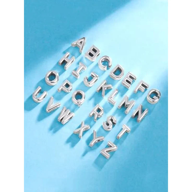 Anduonie Buchstabe Charm Anhänger Silber 925, roter Bead Anhänger für europäische Armbänder und Halsketten, Lochgröße 4.5mm-5.0mm, Modell (Z) – Bild 2