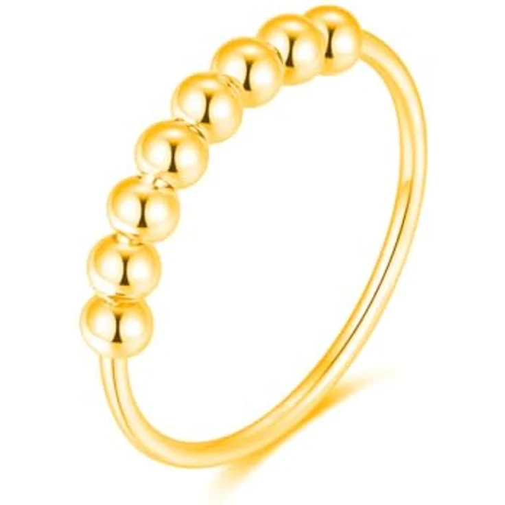 Lisandra Scott 925 Sterling Silber Angst Spinning Ring mit Perlen, Anti-Stress Dekompression Angstring für Damen, Gold, Größe 56 – Bild 1