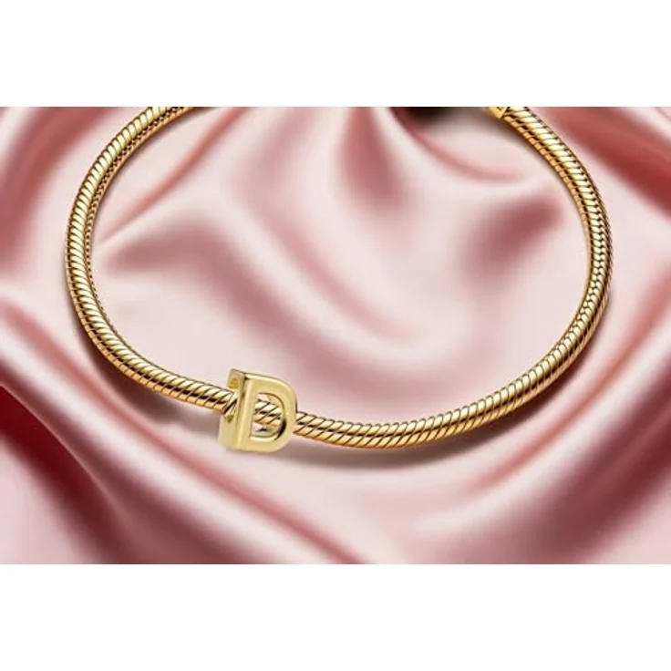 WEIMU Buchstaben Charms Silber 925, Gold Charms Anhänger, kompatibel mit europäischen Armbändern und Halsketten für Frauen, 8,8 mm × 4,6 mm – Bild 2