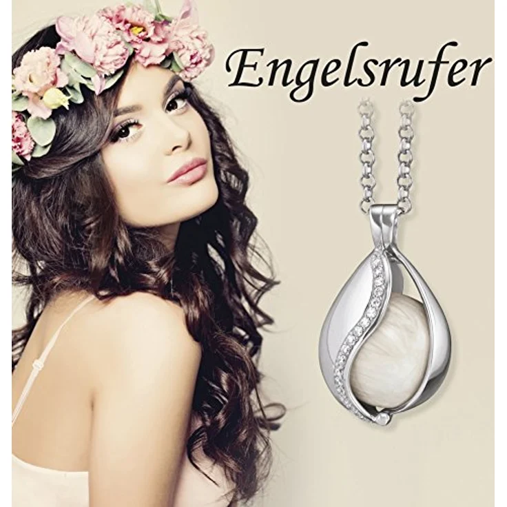 Engelsrufer Balance Anhänger, rhodiniertes 925er-Sterlingsilber mit 21 weißen & 21 schwarzen Zirkonia, Größe 33 mm – Bild 2