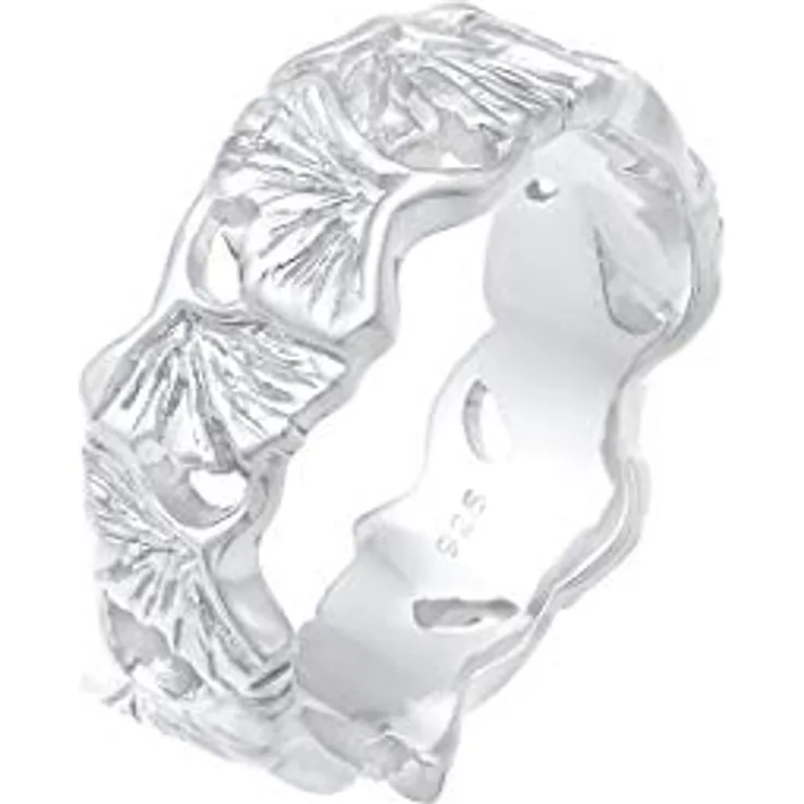 Elli Ring Damen Ginkgo Blatt, Vergoldet aus 925 Sterling Silber, Trendy Sommerdesign