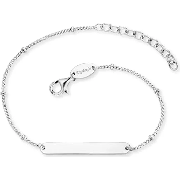 Engelsrufer Damen ID-Armband aus Sterling Silber, längenverstellbar 17+3cm, mit Gravurmöglichkeit, nickelfrei, Karabinerverschluss