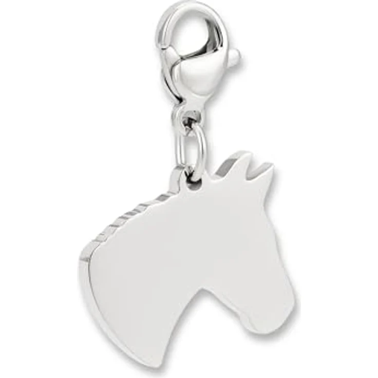 GD GOOD.designs Charms Anhänger Pferd, Silberner Kettenanhänger aus 316L Edelstahl mit Karabiner-Verschluss, Wasserfest & Hypoallergen, Ideal als Geschenkidee – Bild 1