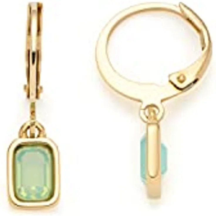 JEWELS BY LEONARDO Ciao Sofia Ohrhänger, goldfarbener Edelstahl mit mintgrünem Glaskristall, 1 Paar Damen-Ohrringe