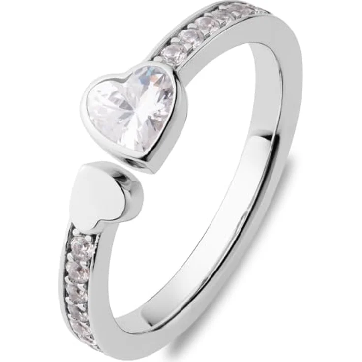 JETTE Damen-Damenring 925er Silber, recycelte Zirkonia 59, Silber – Bild 1