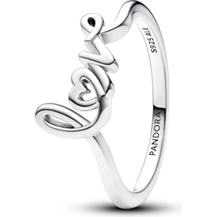 PANDORA Moments Handgeschriebenes Love Ring, vergoldete Metalllegierung, Größe 52, Herz-Design