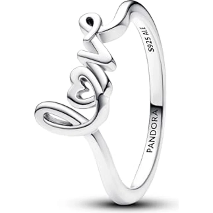 PANDORA Moments Handgeschriebenes Love Ring, vergoldete Metalllegierung, Größe 52, Herz-Design – Bild 1