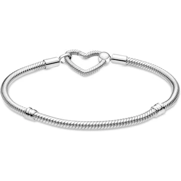 PANDORA Moments Armband "Herzverschluss" silber, 17 cm, Sterling-Silber mit Schlangen-Gliederarmbanddesign für bis zu 25 Charms – Bild 2