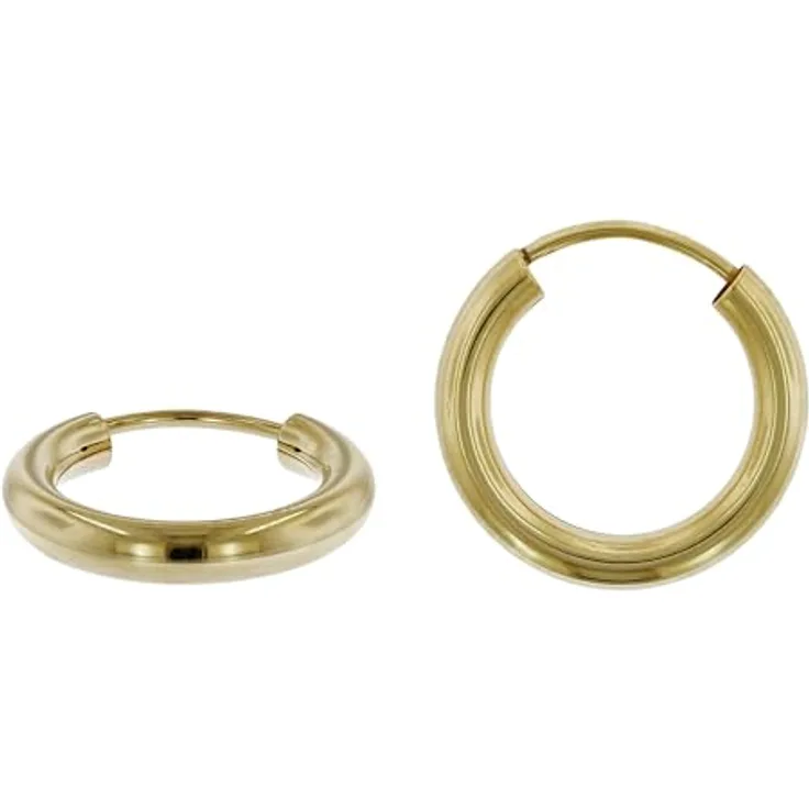 trendor Damen Ohrringe Gold 333 / 8K Creolen, 15 mm Ø, 2,5 mm Breite, in Gelbgold