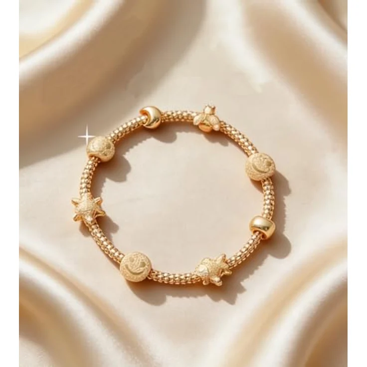 Anduonie Silber 925 Charms, Gold Stopper Beads Charm Anhänger in Rot, kompatibel mit europäischen Armbändern und Halsketten für Frauen (Lachfalten) – Bild 2