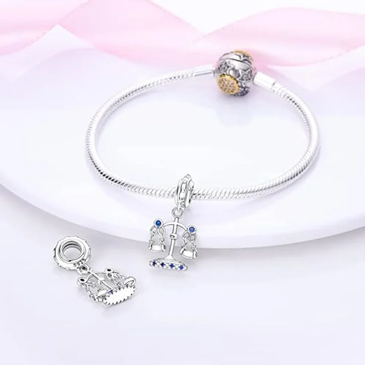 TINSLO Charm Anhänger 925 Sterling Silber mit Zirkonia-Steinen, passend für Pandora Armbänder und Halsketten, kompatibel mit europäischen Armbändern für Damen und Mädchen – Bild 3
