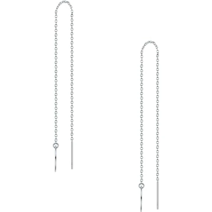 Eastside Damen Ohrhänger Edelstahl silber, eleganter Plättchen-Anhänger mit verschlusslosem Durchzieher, Gesamtlänge 110 mm – Bild 2